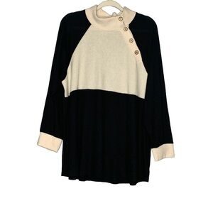 White Birch creme and black mock turtleneck‎ tunic sweater. Size XL
